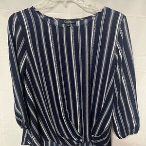 Roz & Ali Navy and White Striped Blouse